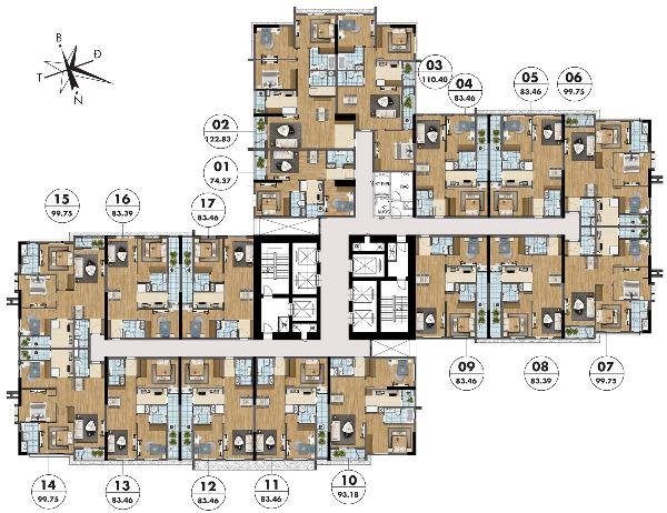 Mặt bằng căn hộ Ruby Goldmark City thiết kế thông minh và tối ưu
