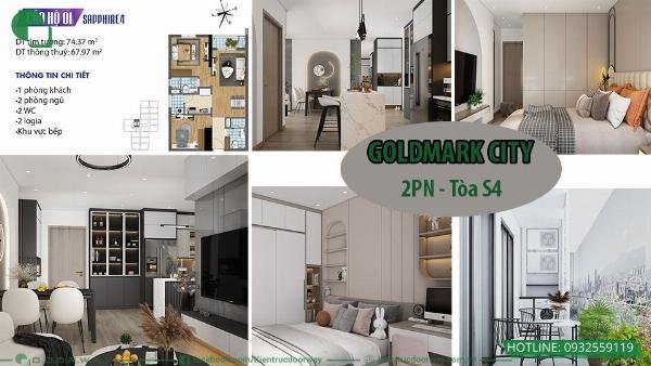 Thiết kế chi tiết căn hộ S1 Goldmark City với ban công rộng và nội thất hiện đại